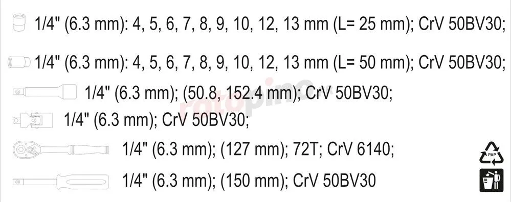YATO Kit D'outils 1/4 – Image 4